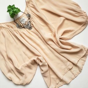 Chelsea Flower 100% Silk Blush Pink Dolman Top L